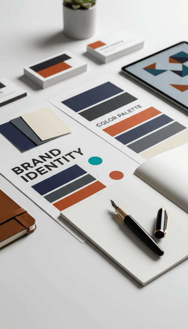 Brand design materials and typography close-up