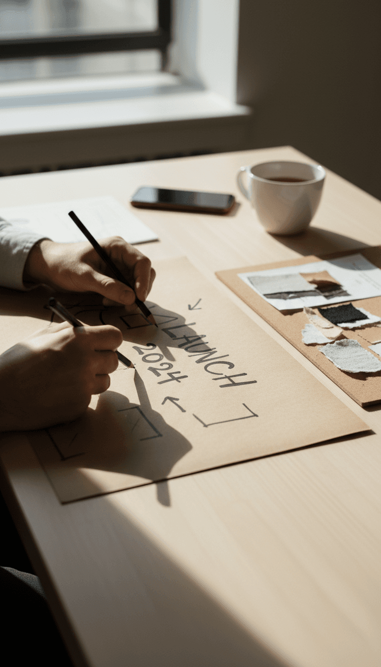 Creative director sketching campaign concepts on paper